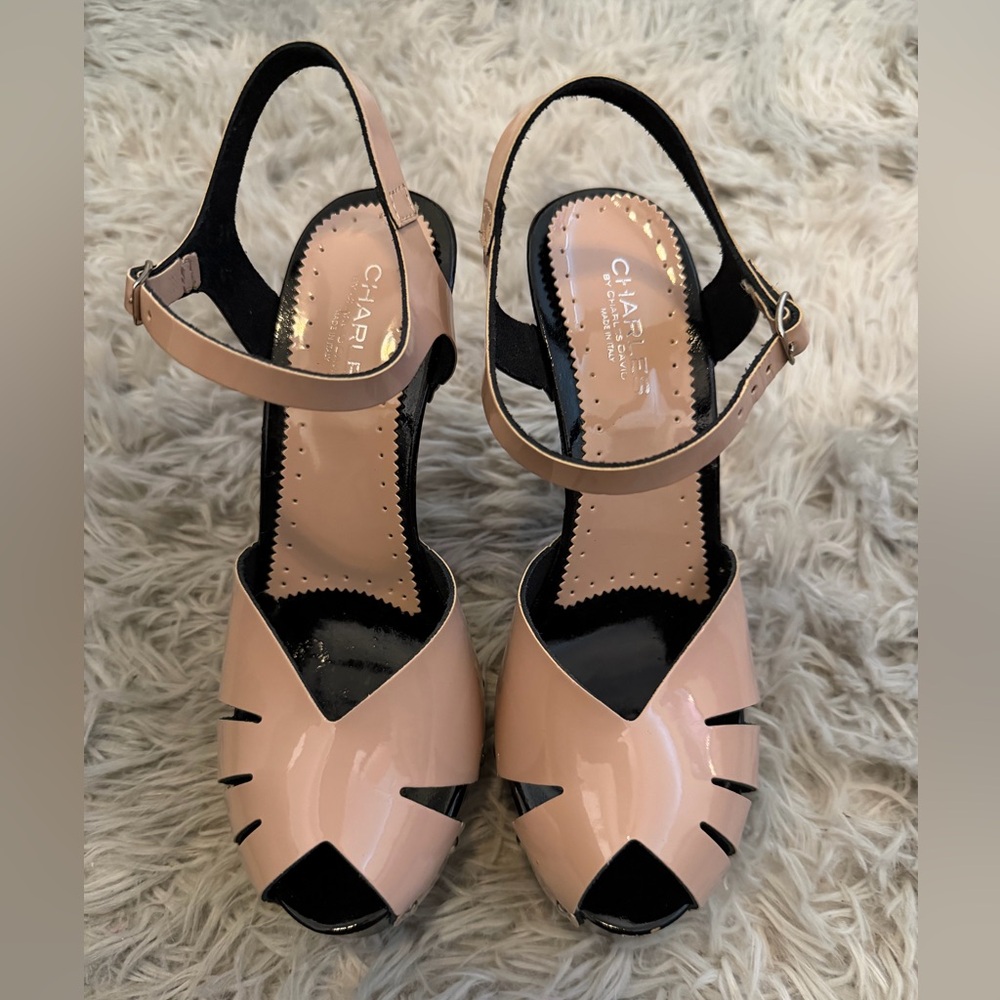 Charles David Nude Peep-Toe Heels